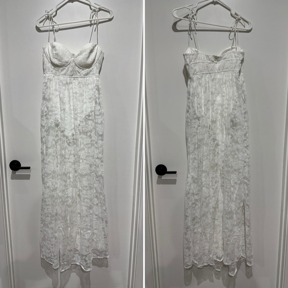 For Love and Lemons Revolve White Lace Lorena Maxi Dress - M - Picture 3 of 7